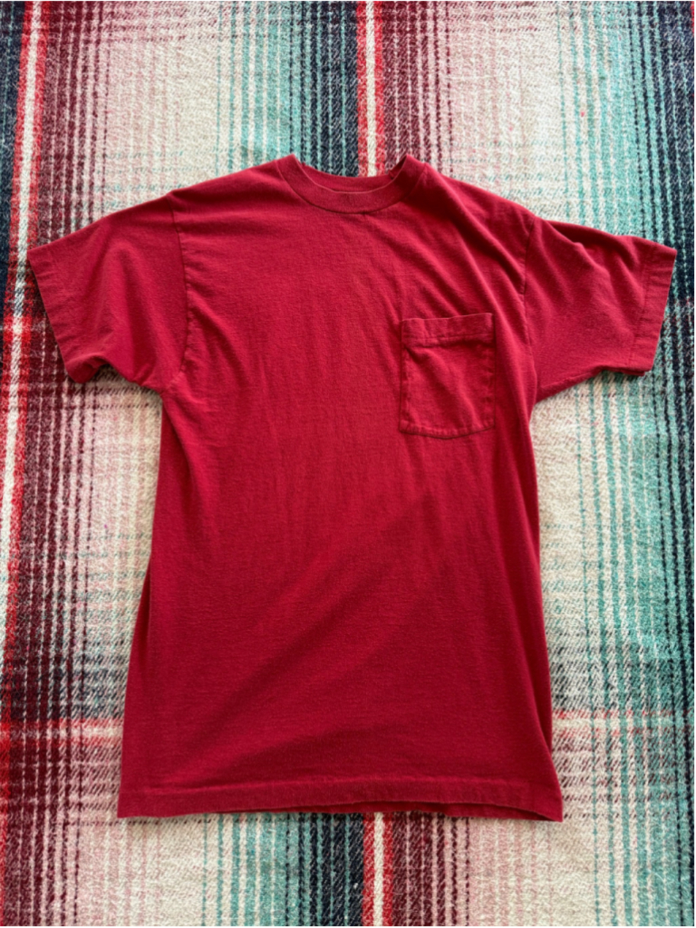 Vintage Single Stitch Red Selvedge Pocket Tee M